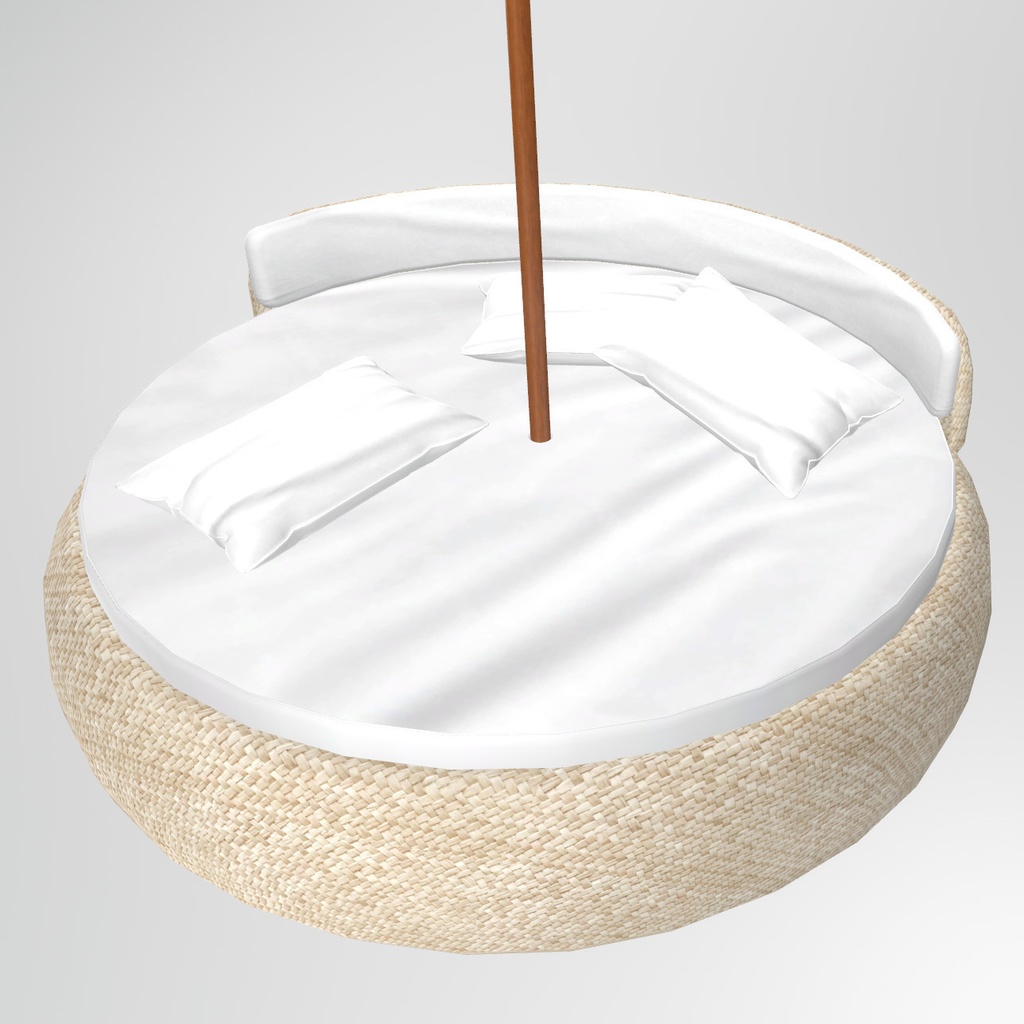 VRChat想定 パラソルデイベッド(ラタン)