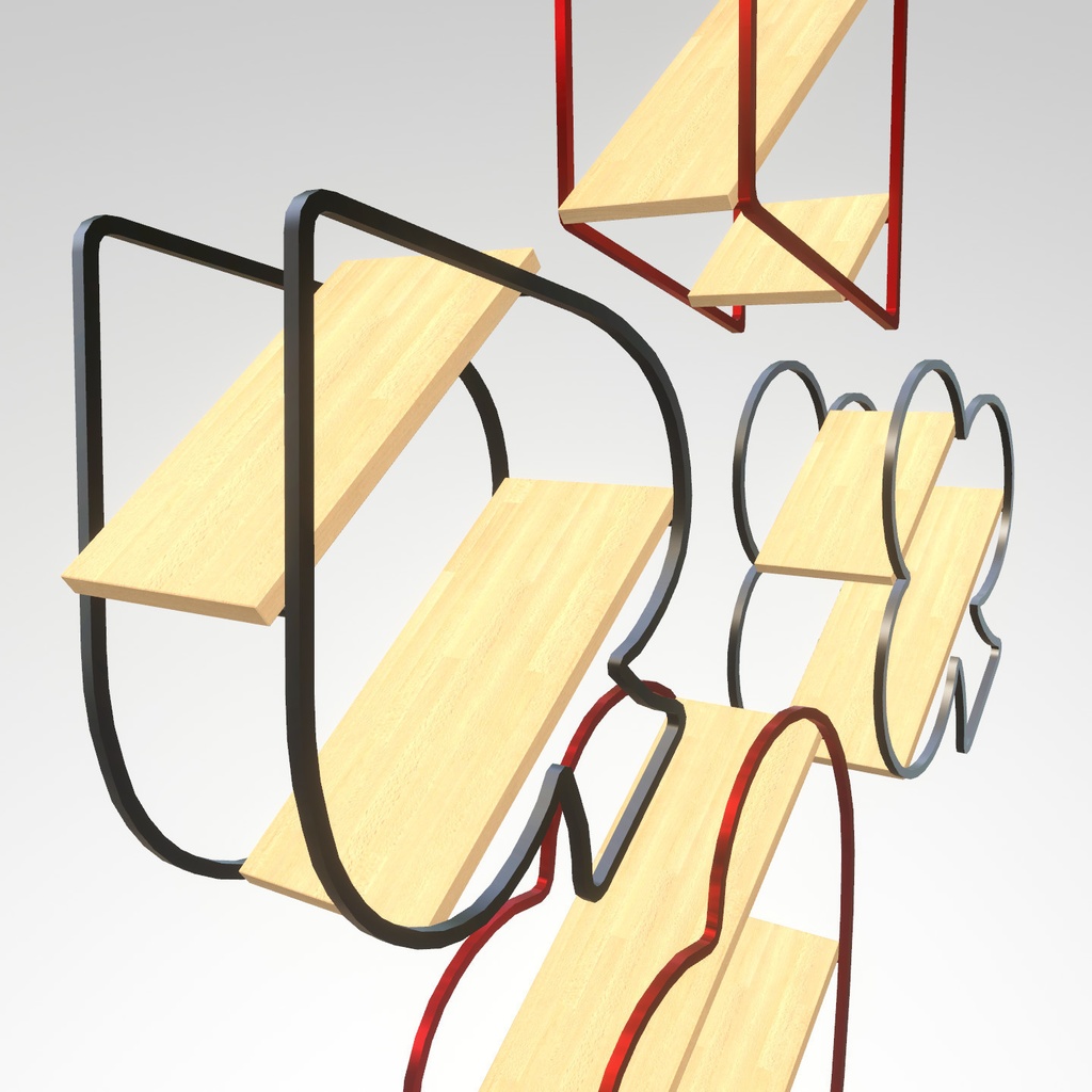 VRChat想定 トランプスート型シェルフ