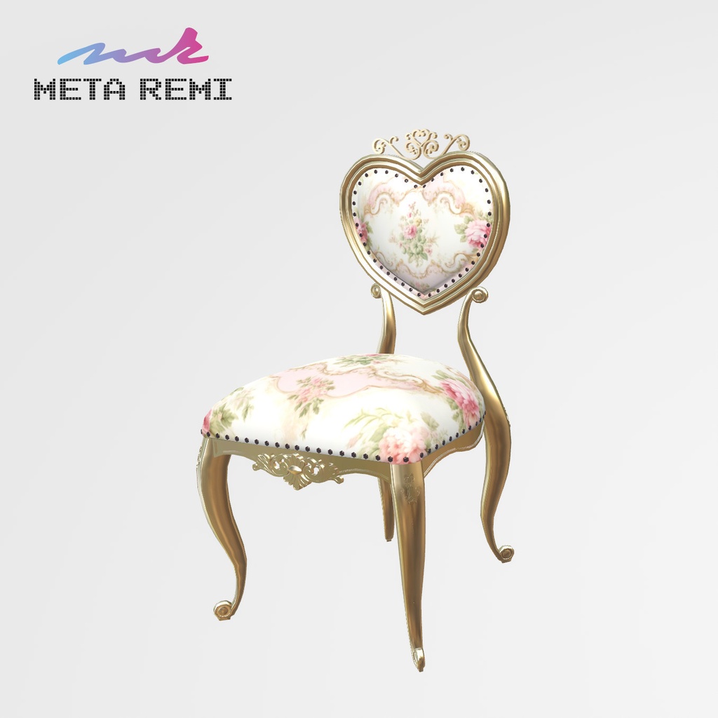 VRChat想定　ロココ調ハートチェア