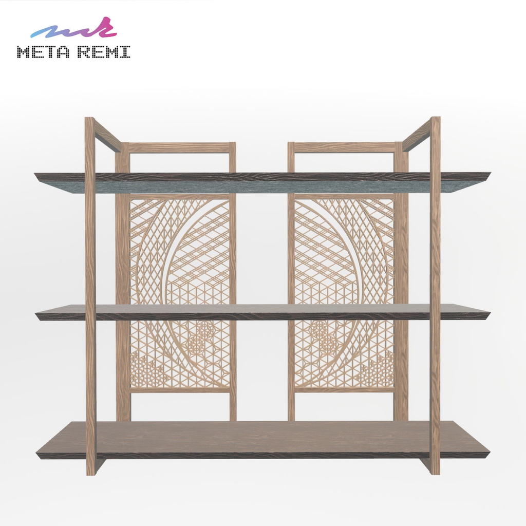 VRChat想定　ウォールシェルフ（和風）