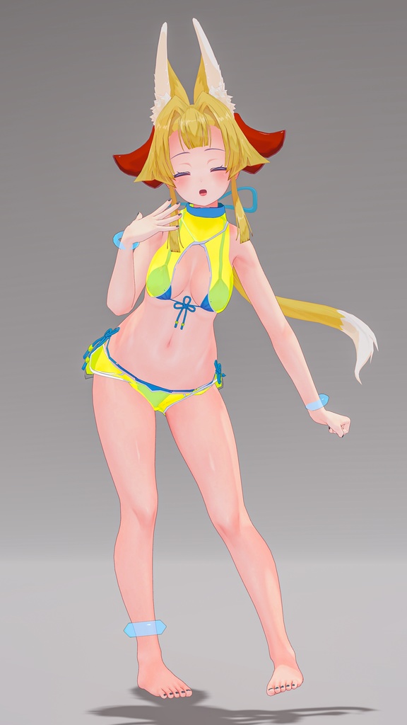 「お狐様女学生 稲荷原」 オリジナル3Dモデル 複数アバター対応衣装同梱 #e62f8b