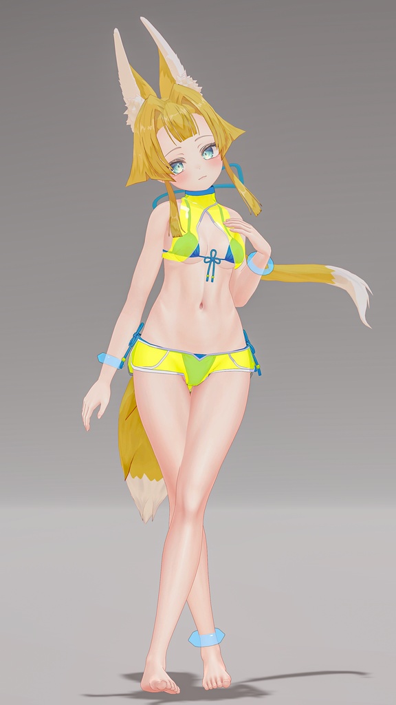 「お狐様女学生 稲荷原」 オリジナル3Dモデル 複数アバター対応衣装同梱 #e62f8b