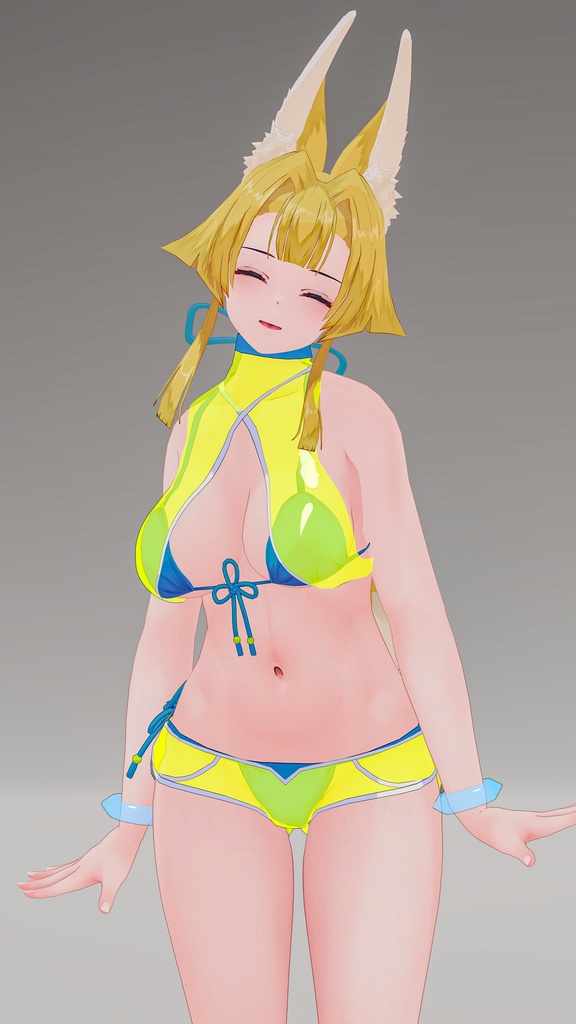 「お狐様女学生 稲荷原」 オリジナル3Dモデル 複数アバター対応衣装同梱 #e62f8b