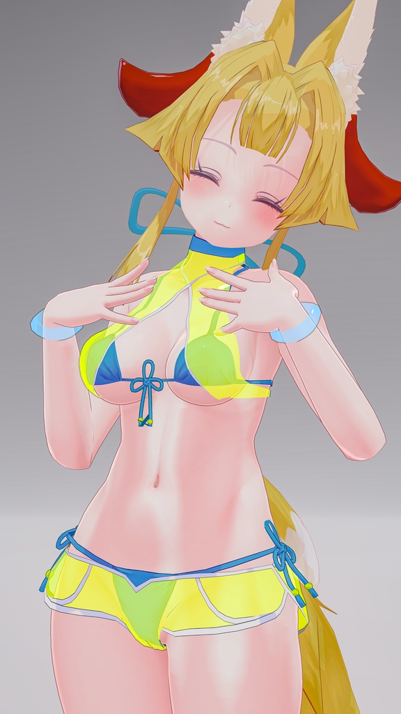 「お狐様女学生 稲荷原」 オリジナル3Dモデル 複数アバター対応衣装同梱 #e62f8b