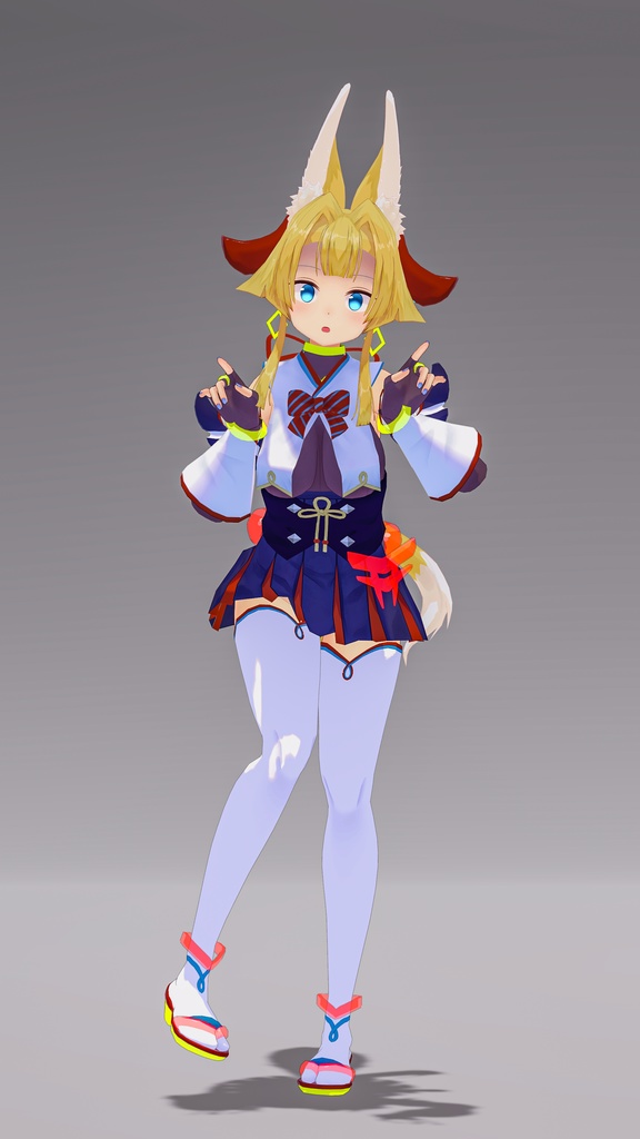 「お狐様女学生 稲荷原」 オリジナル3Dモデル 複数アバター対応衣装同梱 #e62f8b