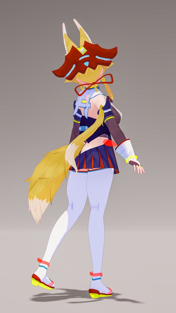 「お狐様女学生 稲荷原」 オリジナル3Dモデル 複数アバター対応衣装同梱 #e62f8b