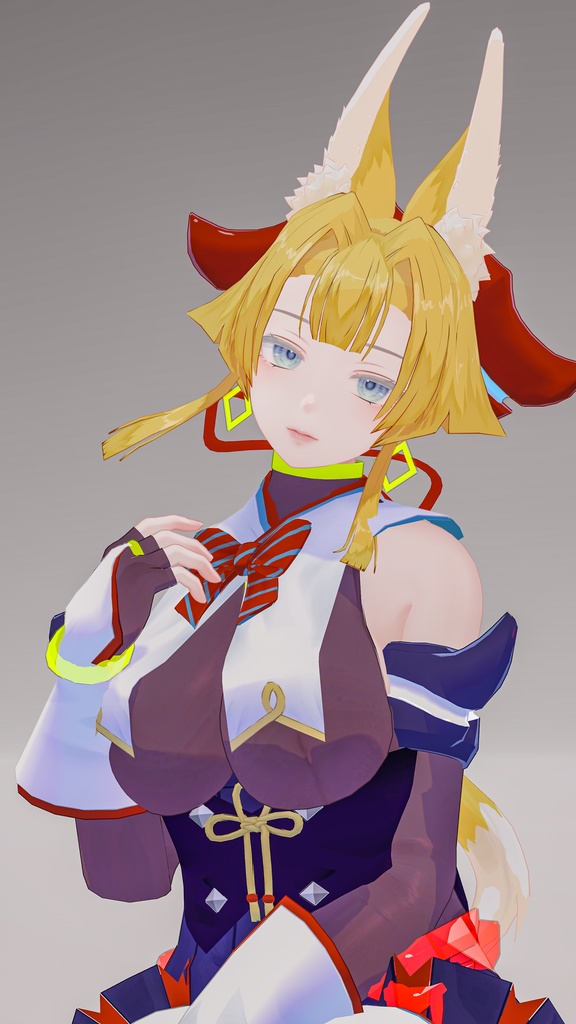 「お狐様女学生 稲荷原」 オリジナル3Dモデル 複数アバター対応衣装同梱 #e62f8b