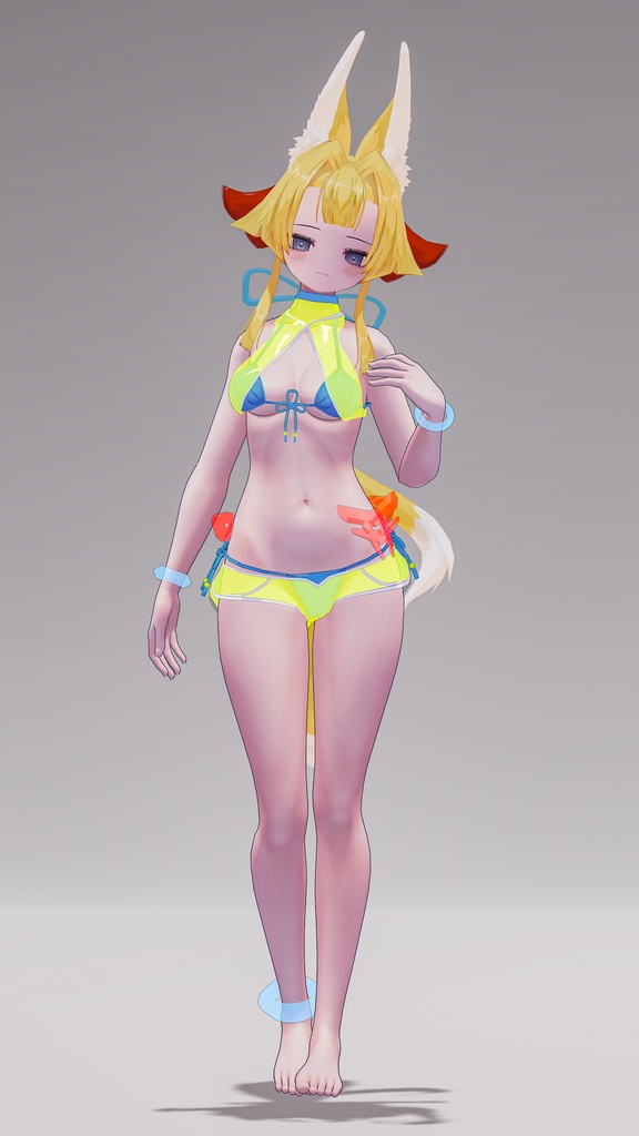 「お狐様女学生 稲荷原」 オリジナル3Dモデル 複数アバター対応衣装同梱 #e62f8b