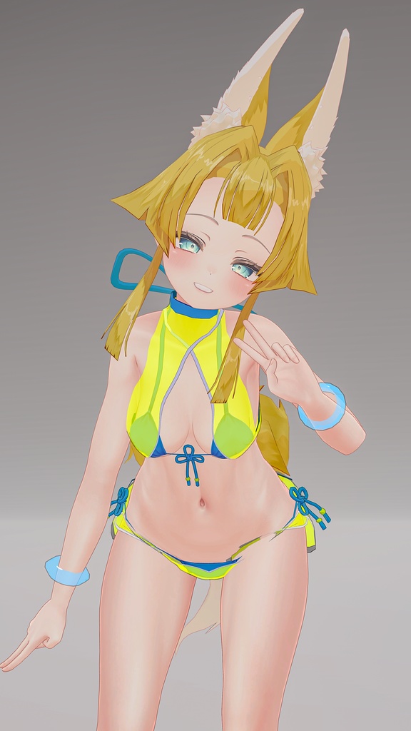 「お狐様女学生 稲荷原」 オリジナル3Dモデル 複数アバター対応衣装同梱 #e62f8b