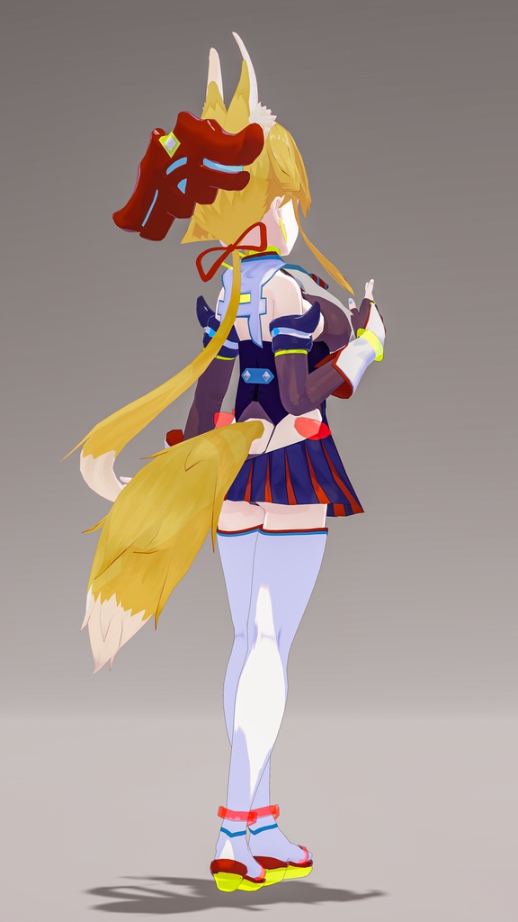 「お狐様女学生 稲荷原」 オリジナル3Dモデル 複数アバター対応衣装同梱 #e62f8b