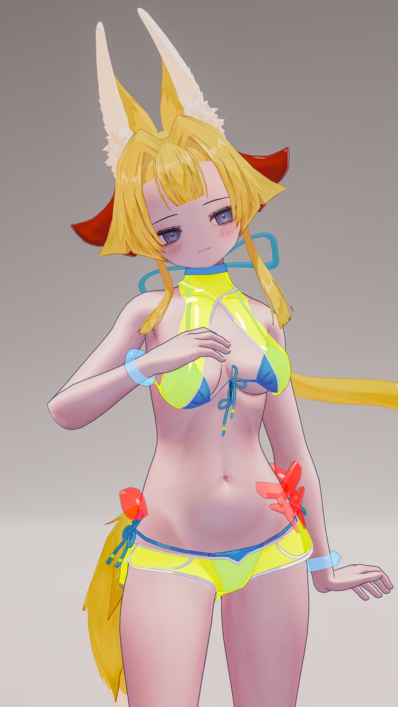 「お狐様女学生 稲荷原」 オリジナル3Dモデル 複数アバター対応衣装同梱 #e62f8b