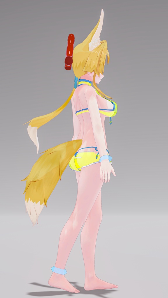 「お狐様女学生 稲荷原」 オリジナル3Dモデル 複数アバター対応衣装同梱 #e62f8b