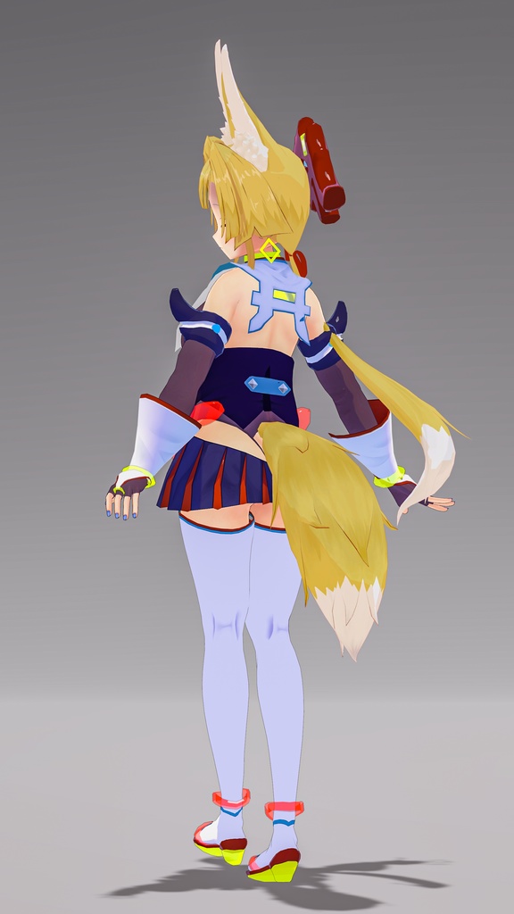 「お狐様女学生 稲荷原」 オリジナル3Dモデル 複数アバター対応衣装同梱 #e62f8b