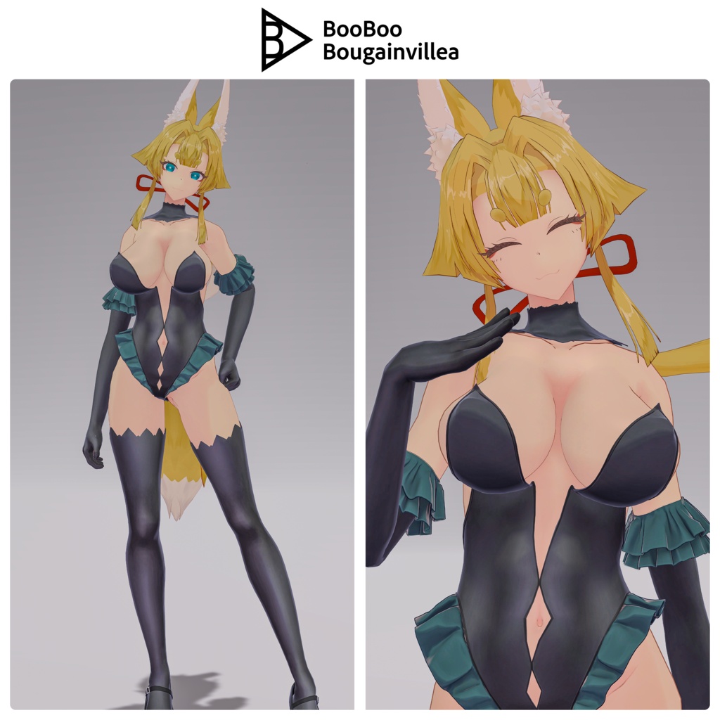 「お狐様女学生 稲荷原」 オリジナル3Dモデル 複数アバター対応衣装同梱 #e62f8b