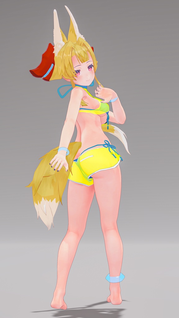 「お狐様女学生 稲荷原」 オリジナル3Dモデル 複数アバター対応衣装同梱 #e62f8b