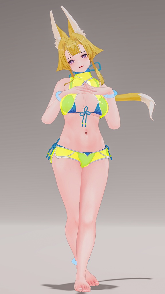 「お狐様女学生 稲荷原」 オリジナル3Dモデル 複数アバター対応衣装同梱 #e62f8b