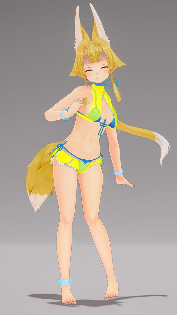 「お狐様女学生 稲荷原」 オリジナル3Dモデル 複数アバター対応衣装同梱 #e62f8b