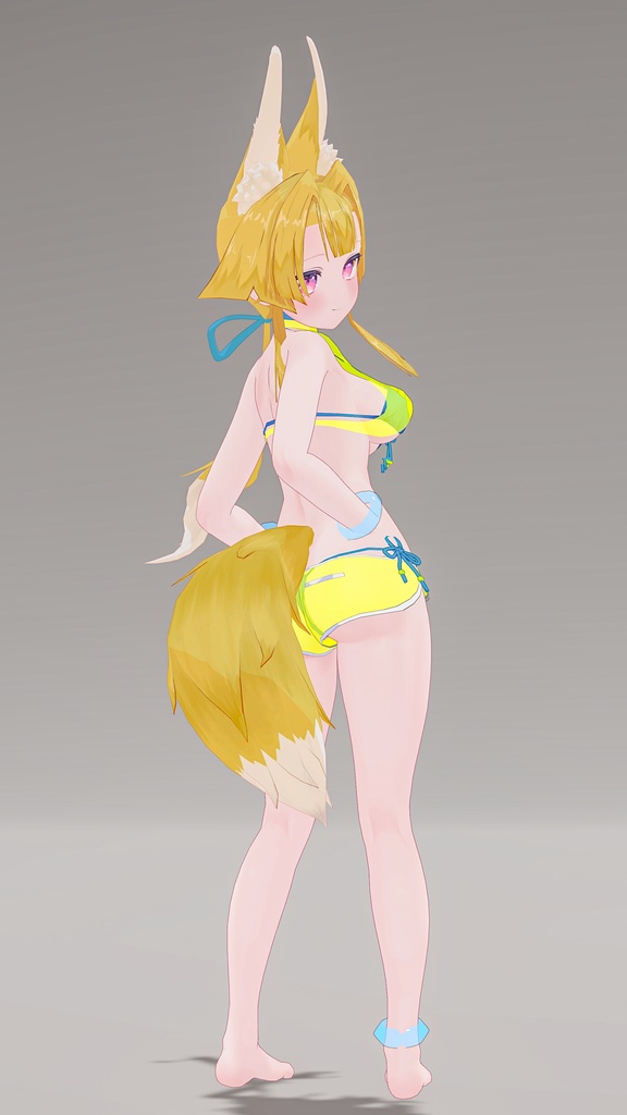 「お狐様女学生 稲荷原」 オリジナル3Dモデル 複数アバター対応衣装同梱 #e62f8b