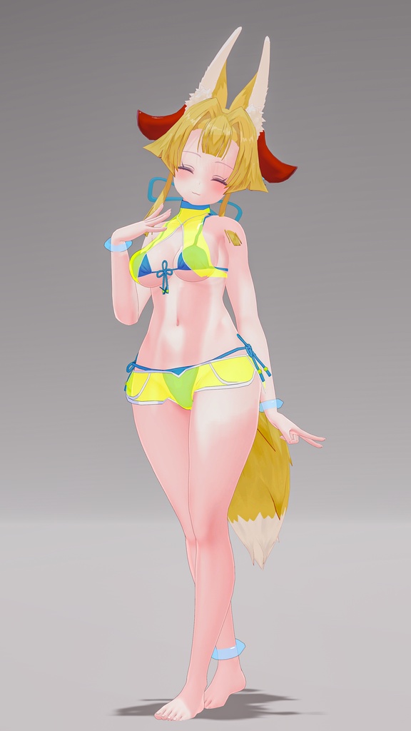 「お狐様女学生 稲荷原」 オリジナル3Dモデル 複数アバター対応衣装同梱 #e62f8b