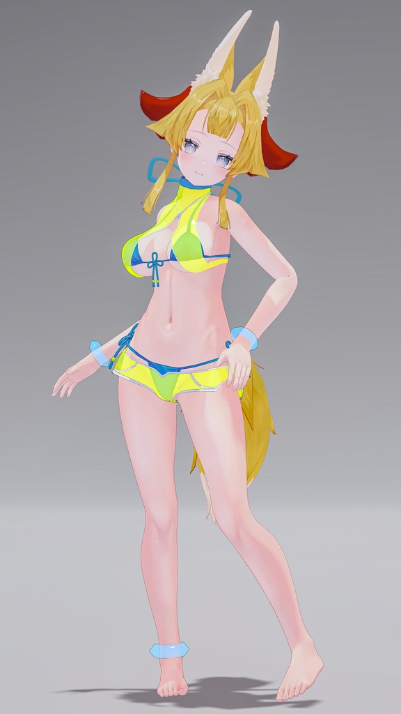 「お狐様女学生 稲荷原」 オリジナル3Dモデル 複数アバター対応衣装同梱 #e62f8b