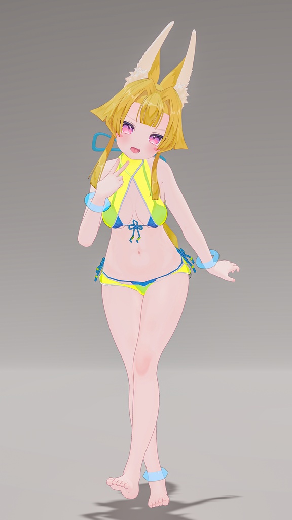 「お狐様女学生 稲荷原」 オリジナル3Dモデル 複数アバター対応衣装同梱 #e62f8b