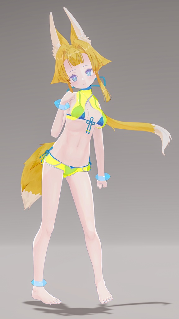 「お狐様女学生 稲荷原」 オリジナル3Dモデル 複数アバター対応衣装同梱 #e62f8b