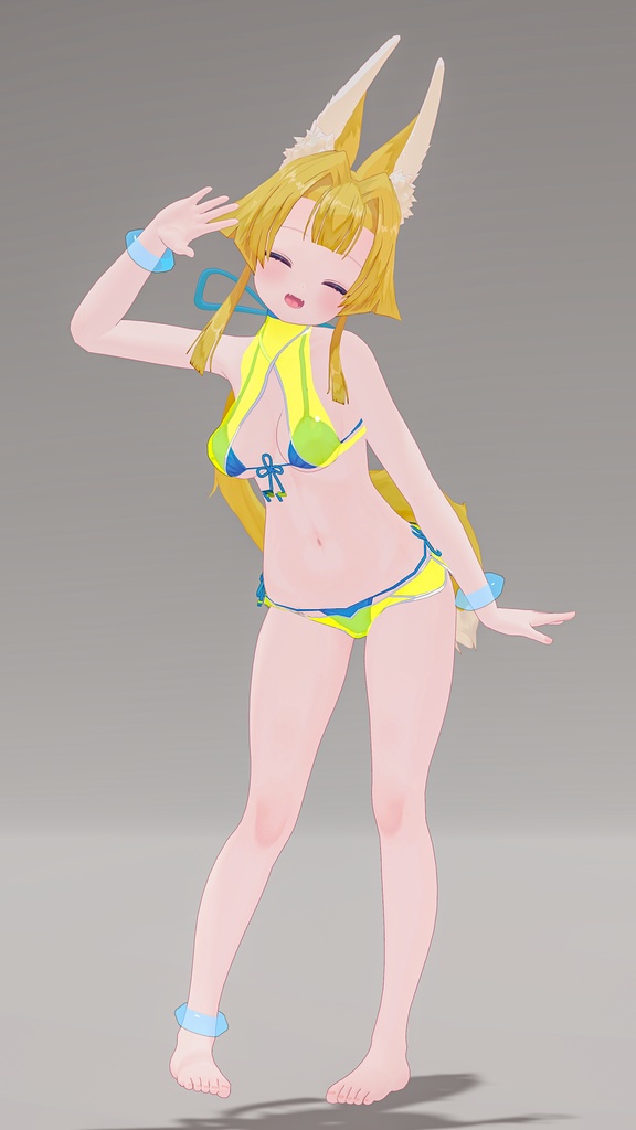 「お狐様女学生 稲荷原」 オリジナル3Dモデル 複数アバター対応衣装同梱 #e62f8b