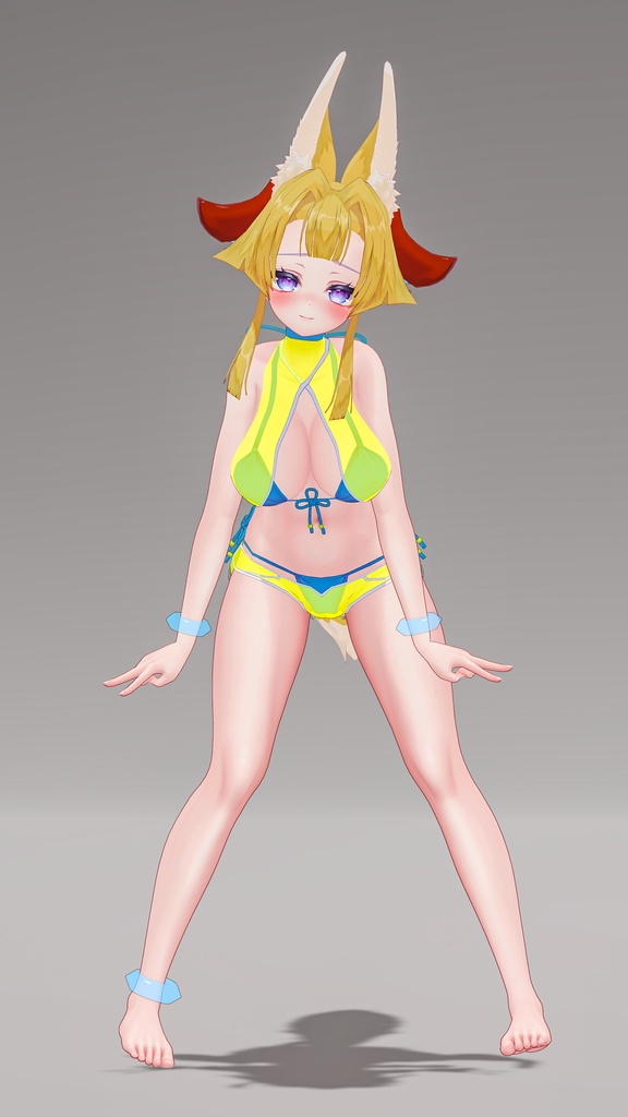 「お狐様女学生 稲荷原」 オリジナル3Dモデル 複数アバター対応衣装同梱 #e62f8b