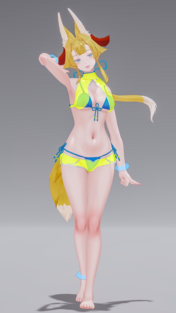 「お狐様女学生 稲荷原」 オリジナル3Dモデル 複数アバター対応衣装同梱 #e62f8b