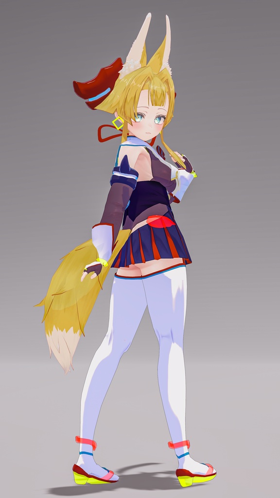 「お狐様女学生 稲荷原」 オリジナル3Dモデル 複数アバター対応衣装同梱 #e62f8b