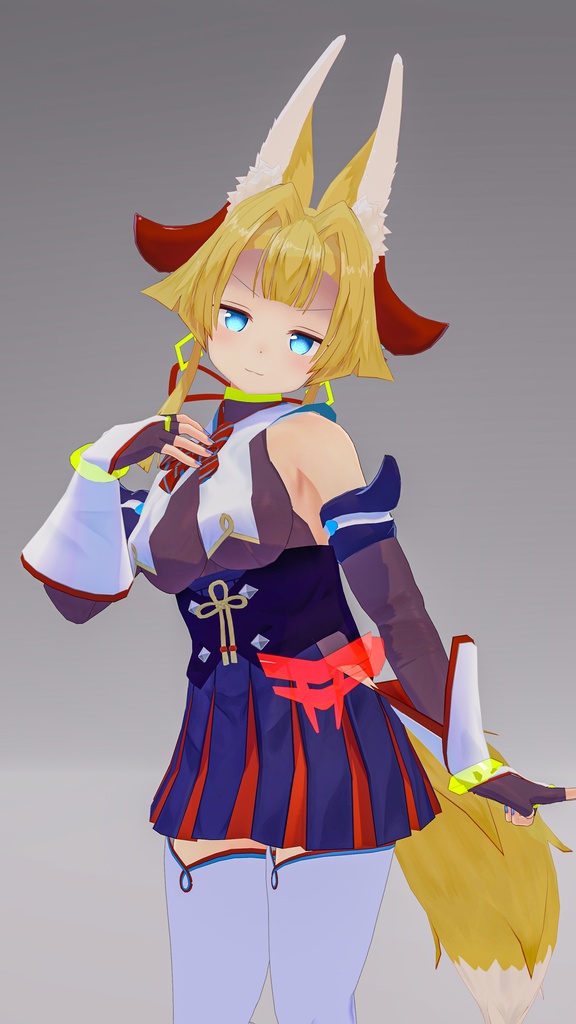 「お狐様女学生 稲荷原」 オリジナル3Dモデル 複数アバター対応衣装同梱 #e62f8b