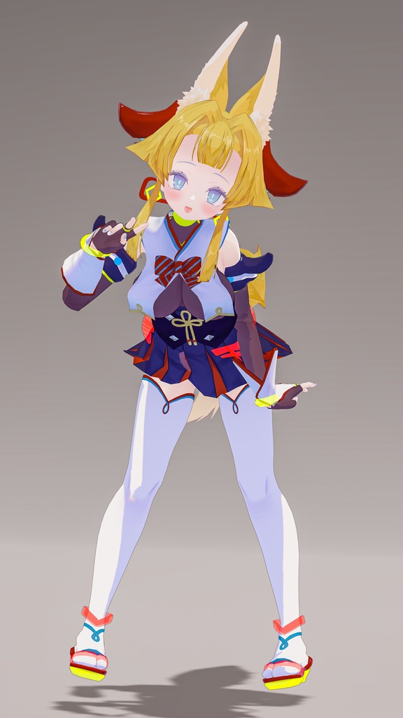 「お狐様女学生 稲荷原」 オリジナル3Dモデル 複数アバター対応衣装同梱 #e62f8b