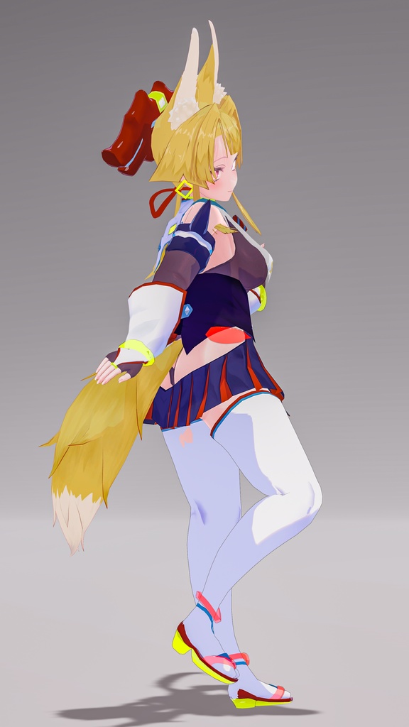 「お狐様女学生 稲荷原」 オリジナル3Dモデル 複数アバター対応衣装同梱 #e62f8b