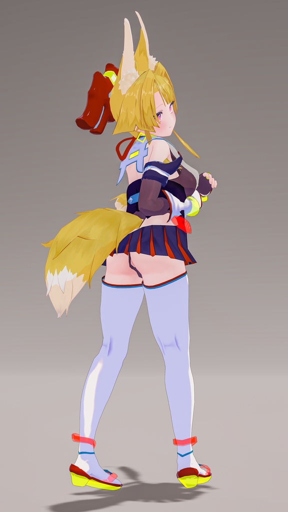 「お狐様女学生 稲荷原」 オリジナル3Dモデル 複数アバター対応衣装同梱 #e62f8b