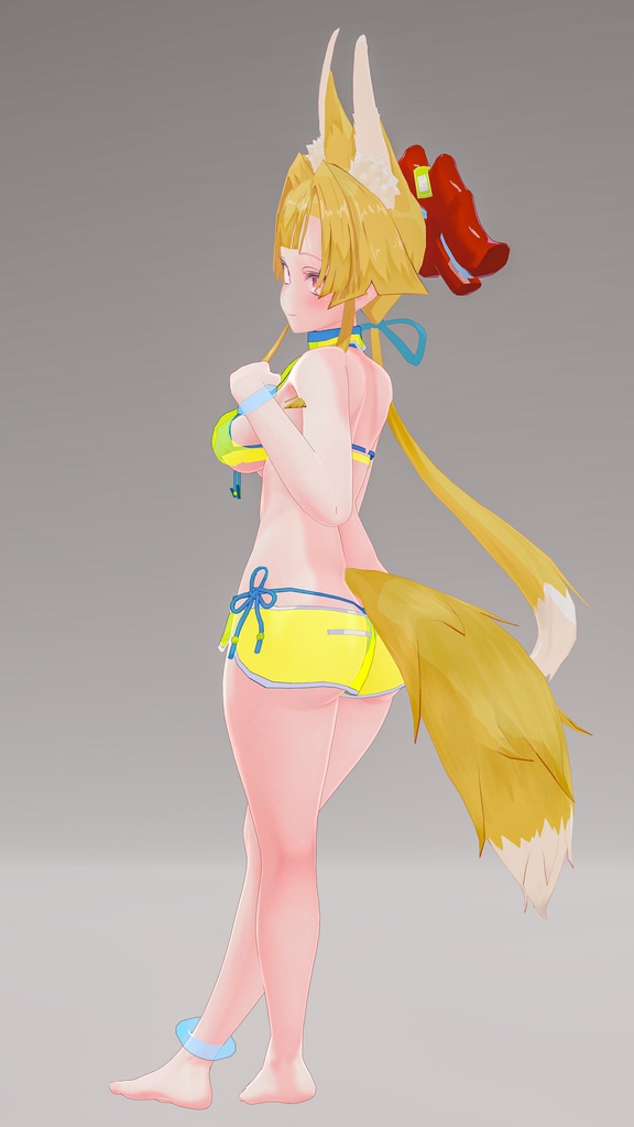 「お狐様女学生 稲荷原」 オリジナル3Dモデル 複数アバター対応衣装同梱 #e62f8b