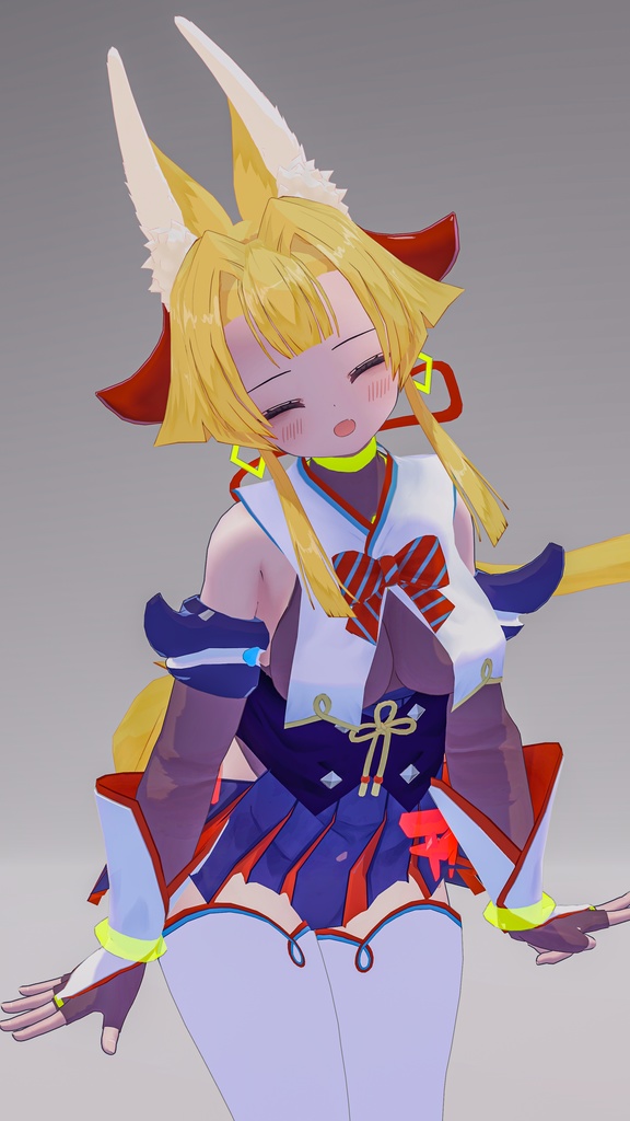 「お狐様女学生 稲荷原」 オリジナル3Dモデル 複数アバター対応衣装同梱 #e62f8b