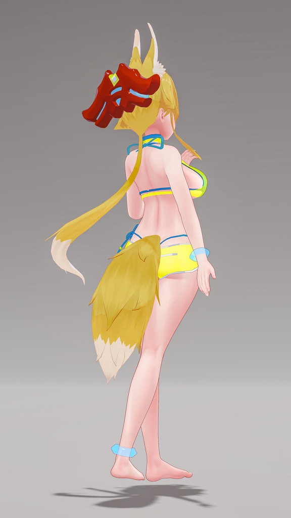 「お狐様女学生 稲荷原」 オリジナル3Dモデル 複数アバター対応衣装同梱 #e62f8b