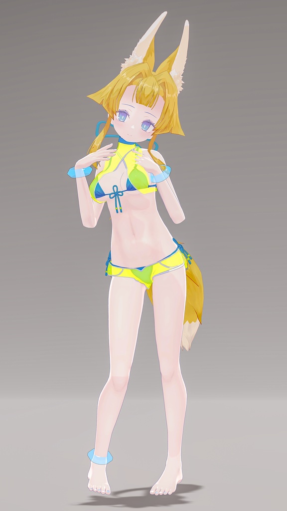 「お狐様女学生 稲荷原」 オリジナル3Dモデル 複数アバター対応衣装同梱 #e62f8b