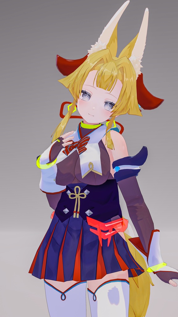 「お狐様女学生 稲荷原」 オリジナル3Dモデル 複数アバター対応衣装同梱 #e62f8b