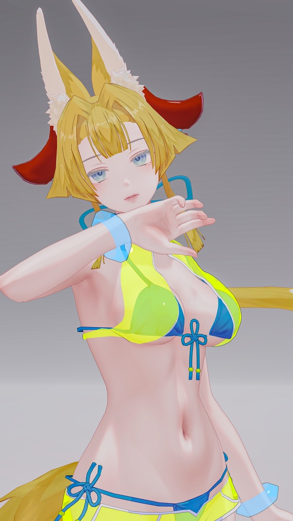 「お狐様女学生 稲荷原」 オリジナル3Dモデル 複数アバター対応衣装同梱 #e62f8b