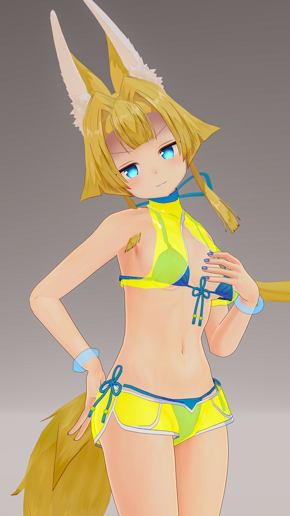 「お狐様女学生 稲荷原」 オリジナル3Dモデル 複数アバター対応衣装同梱 #e62f8b