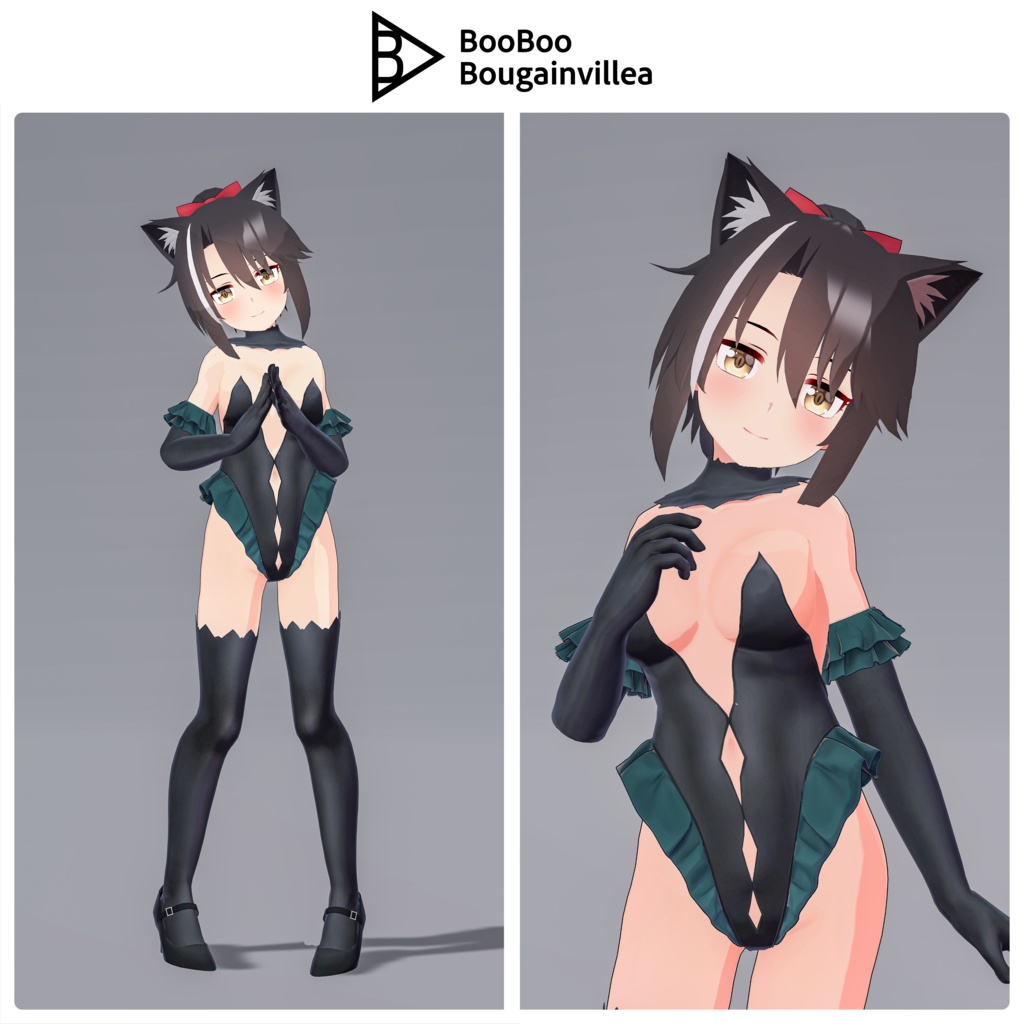 【PB未対応】オリジナル3Dモデル クールなポニーテールの猫耳娘 ガットネーラ - Gattonero - #e62f8b