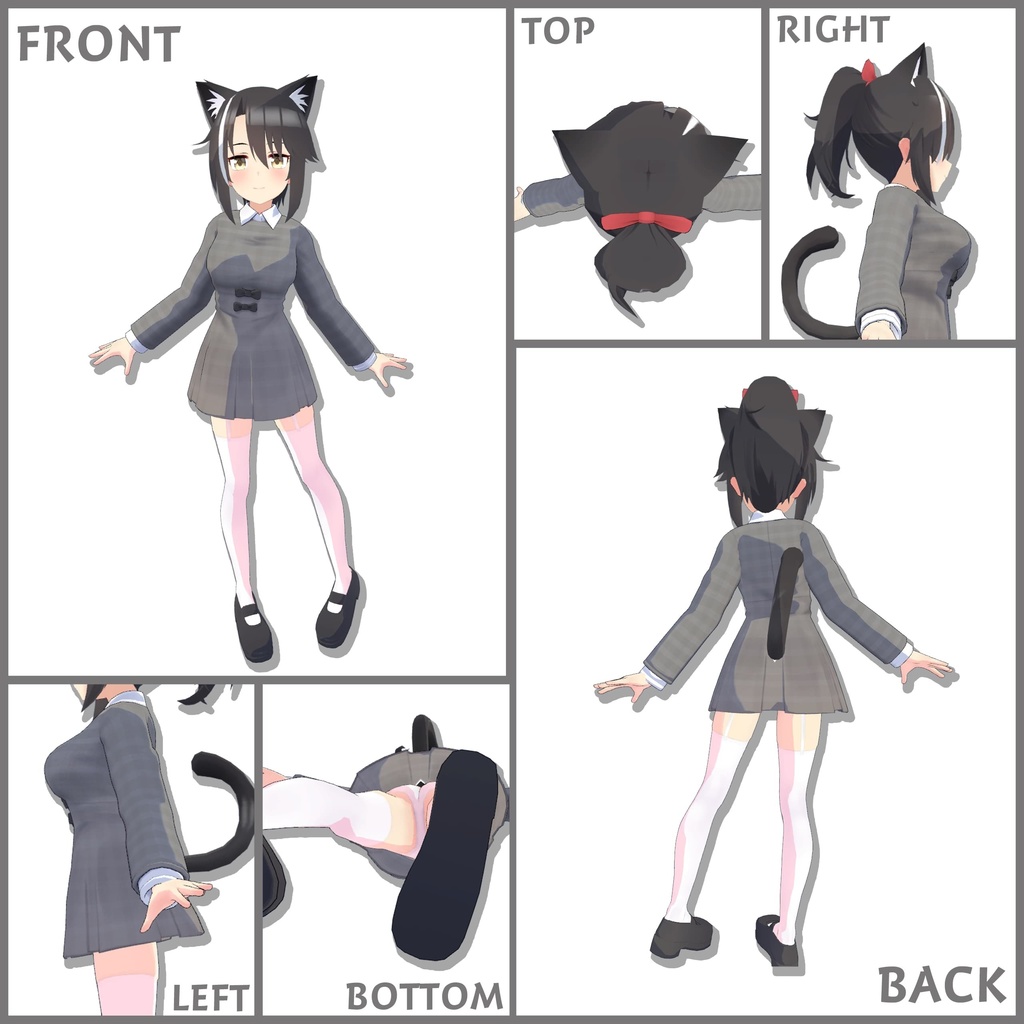 【PB未対応】オリジナル3Dモデル クールなポニーテールの猫耳娘 ガットネーラ - Gattonero - #e62f8b
