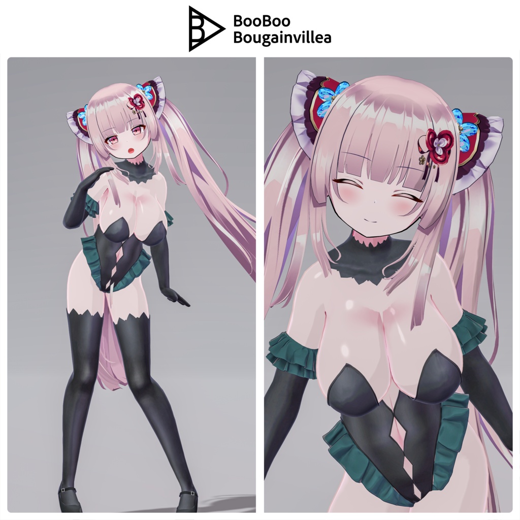「ツインテールのお姫様 フローラリア」オリジナル3Dモデル 複数アバター対応衣装同梱 #e62f8b