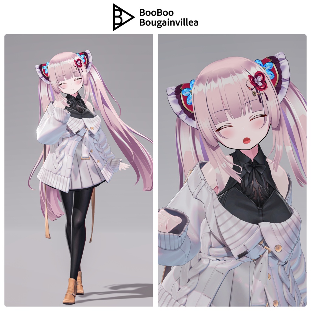 「ツインテールのお姫様 フローラリア」オリジナル3Dモデル 複数アバター対応衣装同梱 #e62f8b