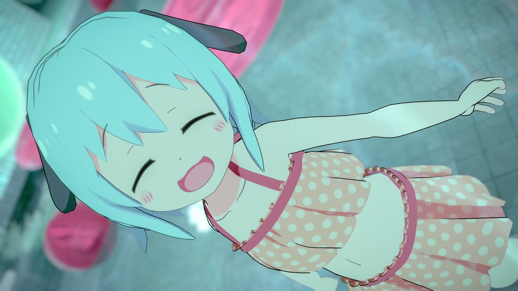 【Quest対応】「パンダ耳のメラノちゃん」 - Melano with panda ears - オリジナル3Dモデル VRChat向けアバター #e62f8b