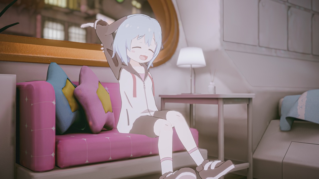 【Quest対応】「パンダ耳のメラノちゃん」 - Melano with panda ears - オリジナル3Dモデル VRChat向けアバター #e62f8b