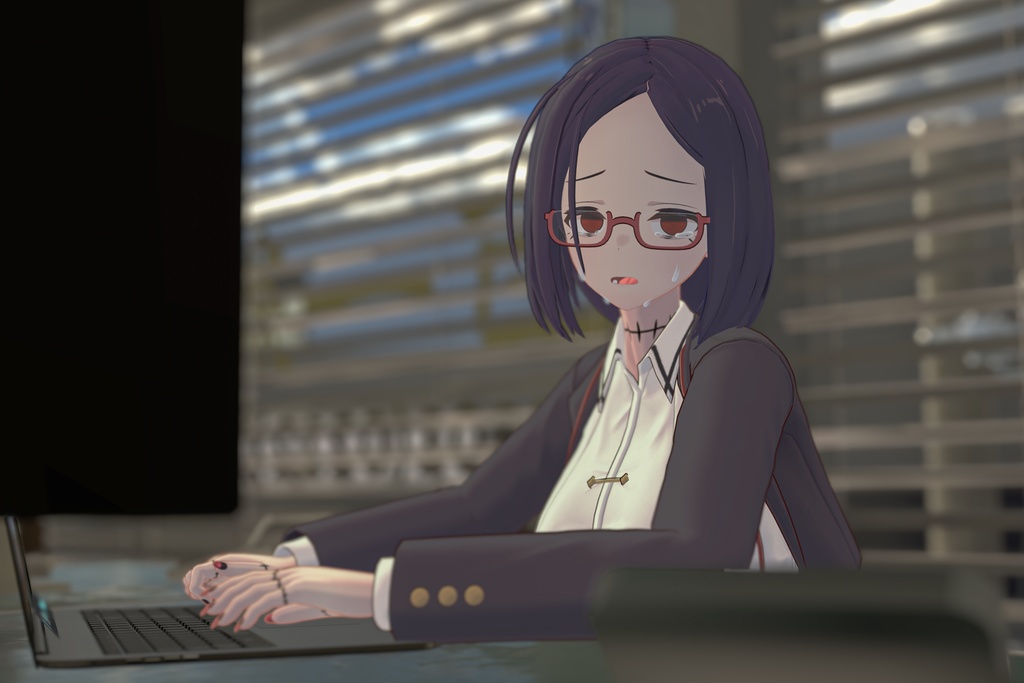 「社畜キョンシーの椎木さん」オリジナル3Dモデル VRChat向けアバター #e62f8b