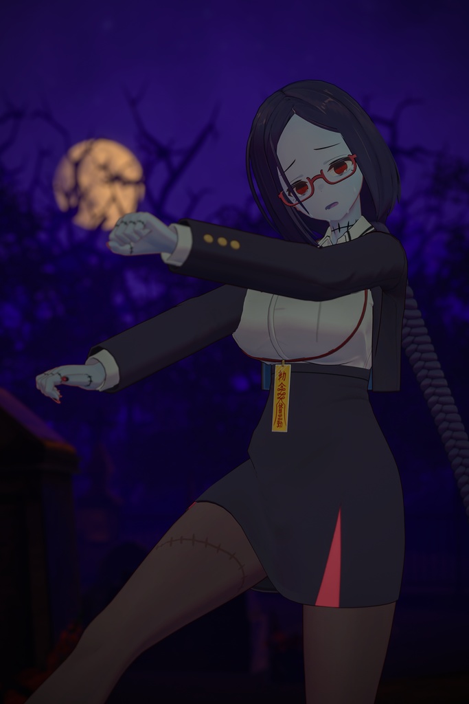 「社畜キョンシーの椎木さん」オリジナル3Dモデル VRChat向けアバター #e62f8b