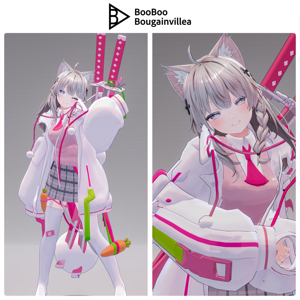 「うさみみの委員長の伊兎卯さん」オリジナル3Dモデル VRChat向けアバター #e62f8b